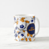 Blauw oranje Voetbalteam Kleuren Coach Naam Koffiemok (Voorkant rechts)