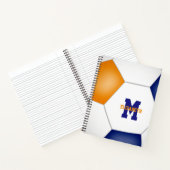 blauw oranje voetbalteam kleuren monogrammen notitieboek (Binnen)