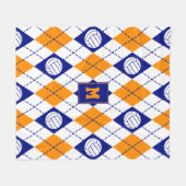 blauw oranje volleybalteam kleuren argyle - patroo fleece deken (Voorkant (Horizontaal))
