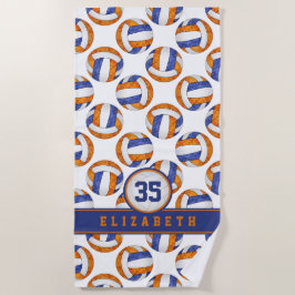 blauw oranje volleybalteam kleuren sportieve meisj strandlaken