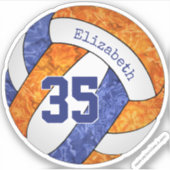 blauw oranje volleybalteam voor meisjes sticker (Voorkant)