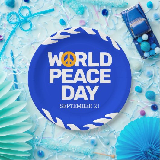 Blauw Oranje Vredesdag Vredesbord Papieren Bordje (Feest)