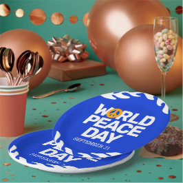 Blauw Oranje Vredesdag Vredesbord Papieren Bordje