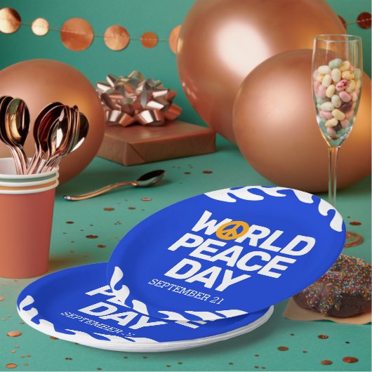 Blauw Oranje Vredesdag Vredesbord Papieren Bordje (Multi)