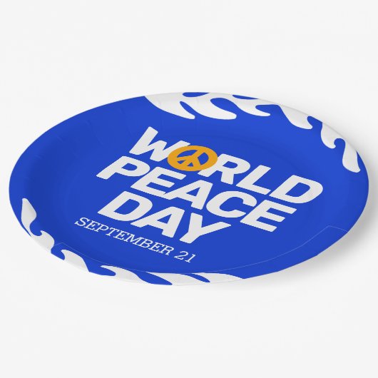Blauw Oranje Vredesdag Vredesbord Papieren Bordje (Gekanteld)