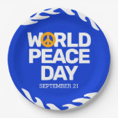 Blauw Oranje Vredesdag Vredesbord Papieren Bordje (Voorkant)