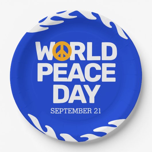 Blauw Oranje Vredesdag Vredesbord Papieren Bordje (Voorkant)