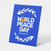 Blauw Oranje Vredesdag Vredesbord Reclamebord Met Voetstuk (Voorkant)