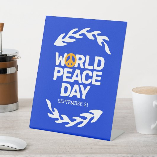 Blauw Oranje Vredesdag Vredesbord Reclamebord Met Voetstuk (Insitu)