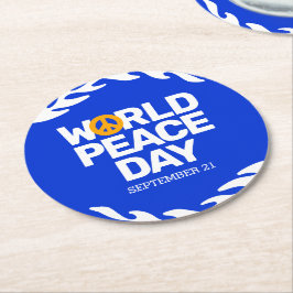 Blauw Oranje Vredesdag Vredesbord Ronde Kartonnen Onderzetter