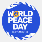 Blauw Oranje Vredesdag Vredesbord Ronde Sticker (Voorkant)