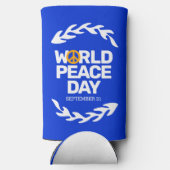 Blauw Oranje Vredesdag Vredesbord Seltzer Blikjeskoeler (Achterkant)