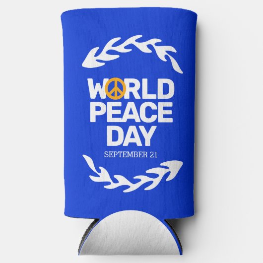 Blauw Oranje Vredesdag Vredesbord Seltzer Blikjeskoeler (Voorkant)