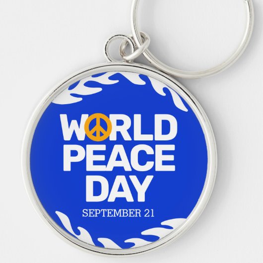 Blauw Oranje Vredesdag Vredesbord Sleutelhanger (Voorkant)