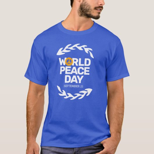Blauw Oranje Vredesdag Vredesbord T-shirt (Voorkant)