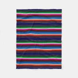 Blauw, Oranje, warm roze, groene Mexicaanse Sarape Fleece Deken