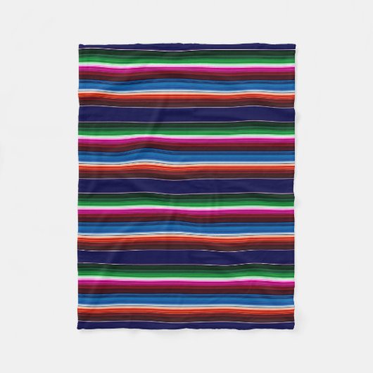 Blauw, Oranje, warm roze, groene Mexicaanse Sarape Fleece Deken (Voorkant)