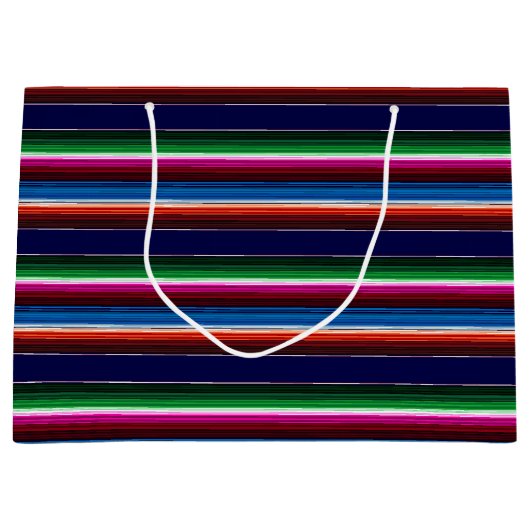 Blauw, Oranje, warm roze, groene Mexicaanse Sarape Groot Cadeauzakje (Voorkant)