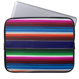 Blauw, Oranje, warm roze, groene Mexicaanse Sarape Laptop Sleeve