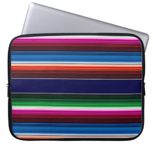 Blauw, Oranje, warm roze, groene Mexicaanse Sarape Laptop Sleeve