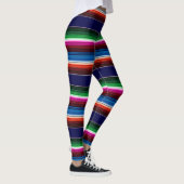 Blauw, Oranje, warm roze, groene Mexicaanse Sarape Leggings (Rechts)