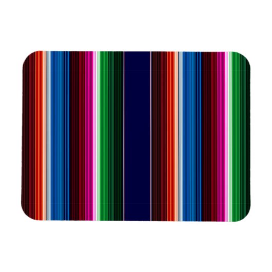 Blauw, Oranje, warm roze, groene Mexicaanse Sarape Magneet (Horizontaal)