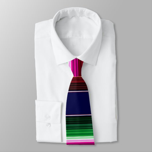 Blauw, Oranje, warm roze, groene Mexicaanse Sarape Stropdas (Gebonden)