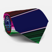 Blauw, Oranje, warm roze, groene Mexicaanse Sarape Stropdas (Opgerold)