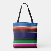 Blauw, Oranje, warm roze, groene Mexicaanse Sarape Tote Bag (Achterkant)