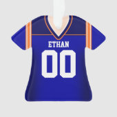 Blauw/Oranje/wit Football Jersey Ornament (voorkant)