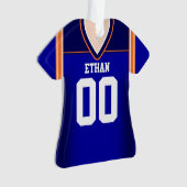 Blauw/Oranje/wit Football Jersey Ornament (voorkant)