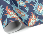 Blauw Oranje wit Turks oosterse flessenpatroon Cadeaupapier (Rol Hoek)