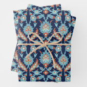 Blauw Oranje wit Turks oosterse flessenpatroon Inpakpapier Vel (In situ)