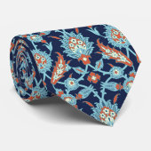 Blauw Oranje wit Turks oosterse flessenpatroon Stropdas (Opgerold)