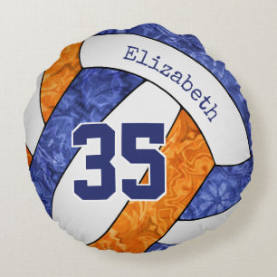 blauw oranje wit volleybalteam kleuren rond kussen