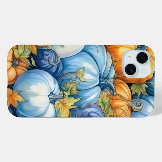  BLAUW ORANJE WITTE HERFST HERFSTPOMPOENEN Case-Mate iPhone CASE (Achterkant (horizontaal))
