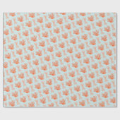 Blauw | Oranje Zee Koraalwrapppapier Cadeaupapier (Vlak)