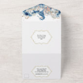 Blauw oranje zeepaardzeepaardje roos all in one uitnodiging (Buitenkant)