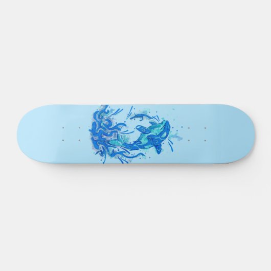 Blauw Orca-ontwerp Persoonlijk Skateboard (Horizontaal)