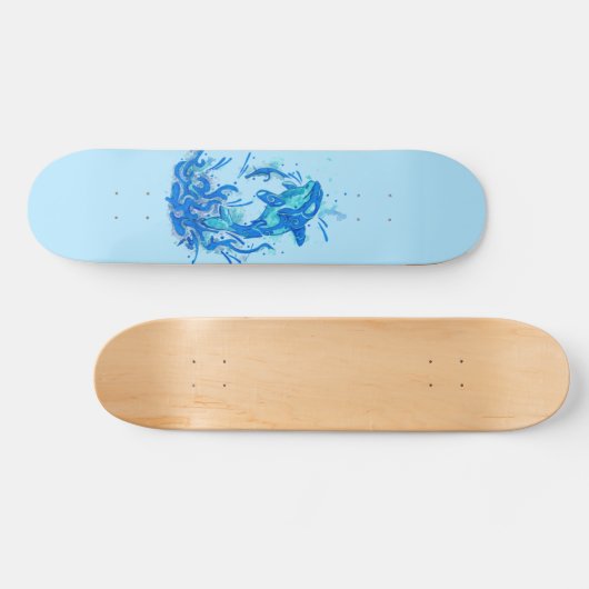 Blauw Orca-ontwerp Persoonlijk Skateboard (Horizontaal)