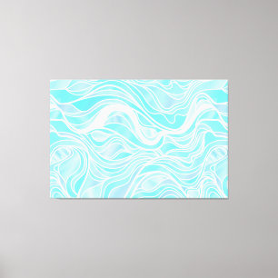 Blauw Organisch Glas in lood Abstract Canvas Afdruk