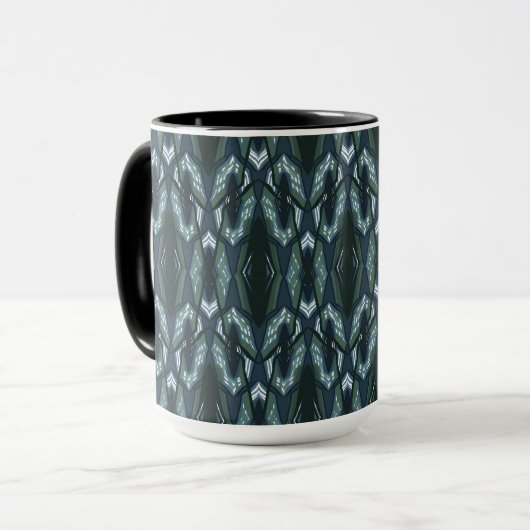 Blauw Oriëntaals Geometrisch ornament Mok (Voorkant links)
