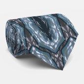 Blauw Oriëntaals Geometrisch ornament Stropdas (Opgerold)