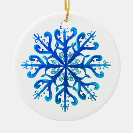 Blauw Ornament Snowflake (Voorkant)