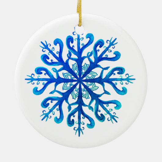 Blauw Ornament Snowflake (Achterkant)