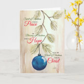 Blauw Ornament Vakantie Groet Kaart (Gele Bloem)