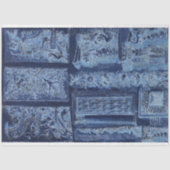  blauw ornamentaal architectonisch ontwerp tissuepapier (Voorkant)