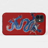 Blauw-orthoekige draak antiek-Chinese borduurwerk Case-Mate iPhone Case (Achterkant (horizontaal))