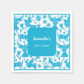 Blauw Otomi baby showers servet (Voorkant)