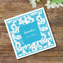 Blauw Otomi baby showers servet